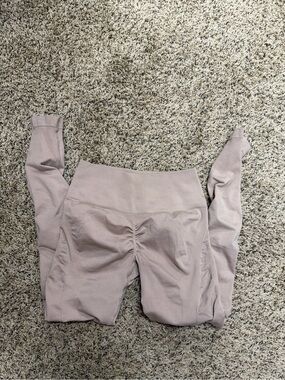 Ruched High-Waist Leggings - Light Mauve